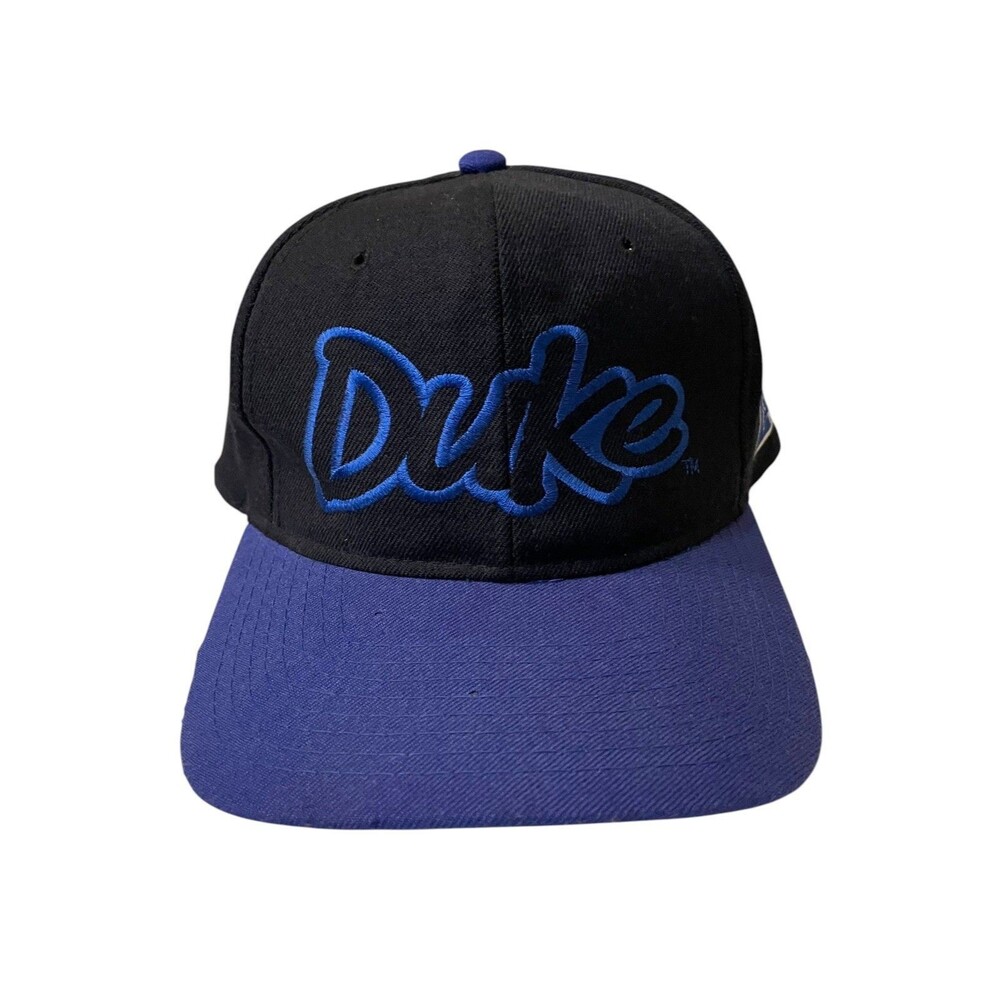 Vintage 90s Starter Duke Blue Devils Black Blue Wool Snapback Hat One Size